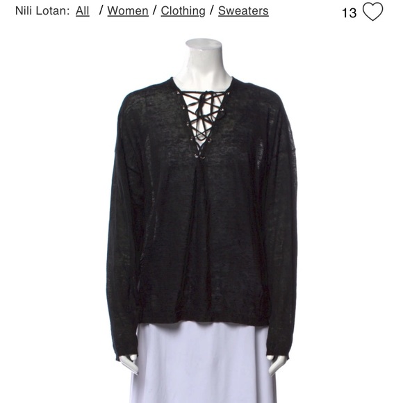 Nili lotan lace up sweater - Picture 1 of 4